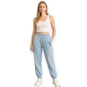 Strawberry Milk Mob Baby Blue Lounge Pants High Waist Cozy Cotton Active S